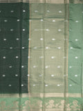 Dupion fancy saree allover zari motifs and zari border with contrast blouse