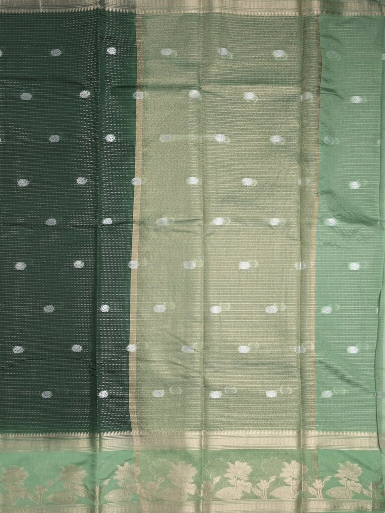 Dupion fancy saree allover zari motifs and zari border with contrast blouse
