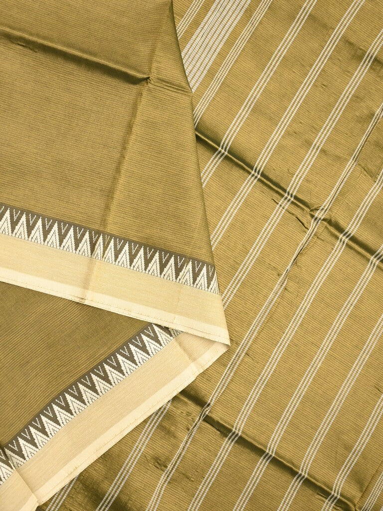 Mangalagiri fancy saree snuff color allover plain & temple border with zari pallu and running blouse
