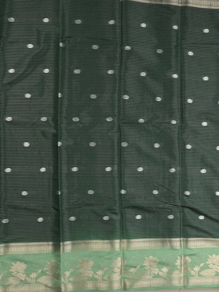 Dupion fancy saree allover zari motifs and zari border with contrast blouse