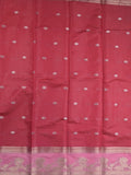 Dupion fancy saree allover zari motifs and zari border with contrast blouse