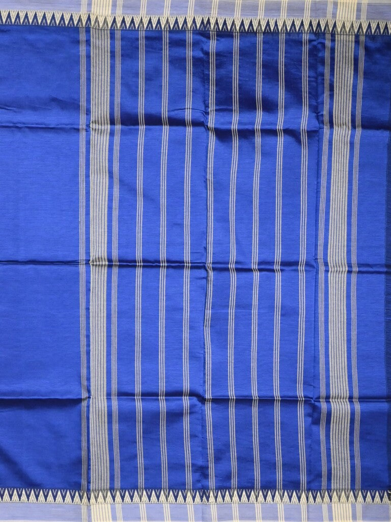 Mangalagiri fancy saree royal blue color allover plain & temple border with zari pallu and running blouse