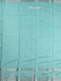 Dupion fancy saree allover zari motifs and zari border with contrast blouse