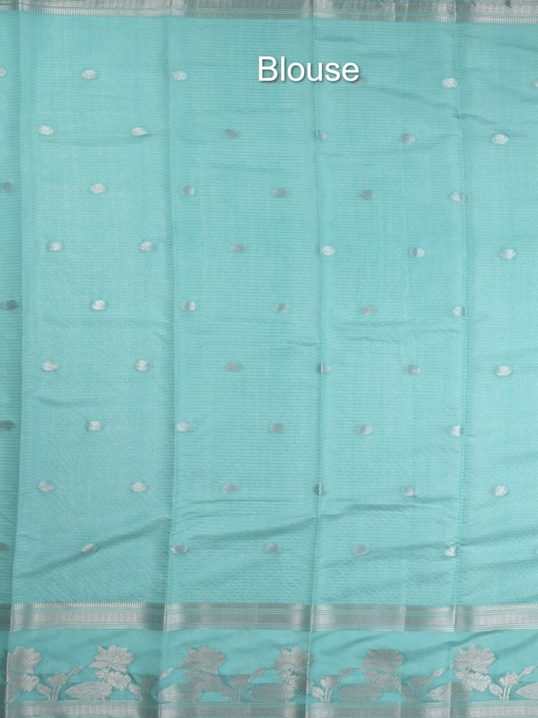 Dupion fancy saree allover zari motifs and zari border with contrast blouse