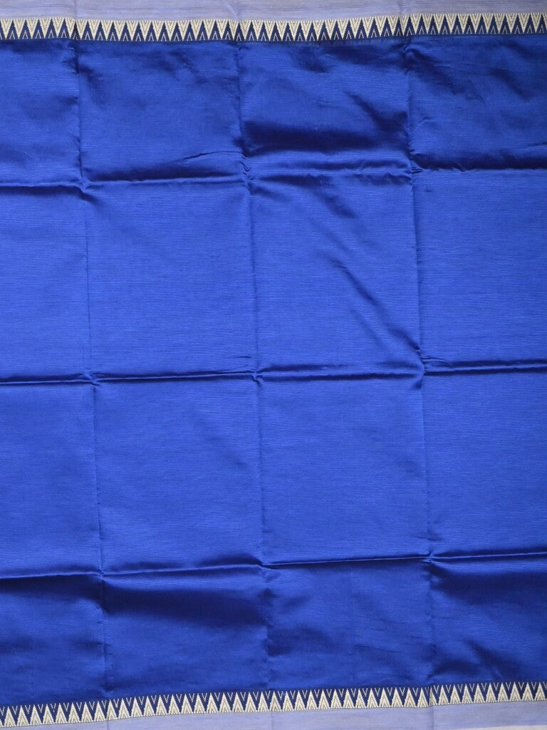 Mangalagiri fancy saree royal blue color allover plain & temple border with zari pallu and running blouse