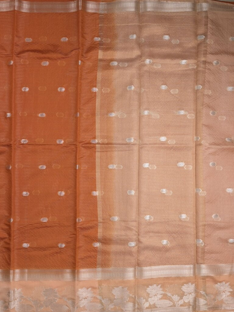 Dupion fancy saree allover zari motifs and zari border with contrast blouse