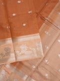 Dupion fancy saree allover zari motifs and zari border with contrast blouse