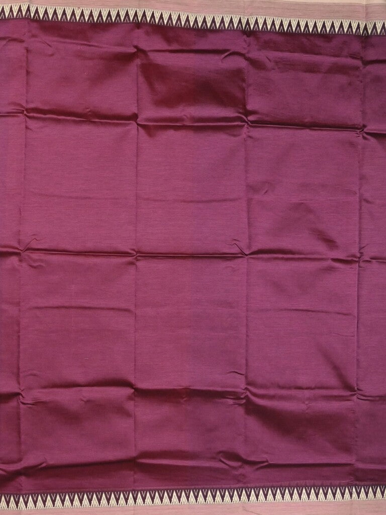 Mangalagiri fancy saree dark wine color allover plain & temple border with zari pallu and running blouse
