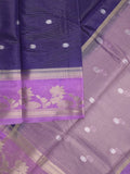 Dupion fancy saree allover zari motifs and zari border with contrast blouse