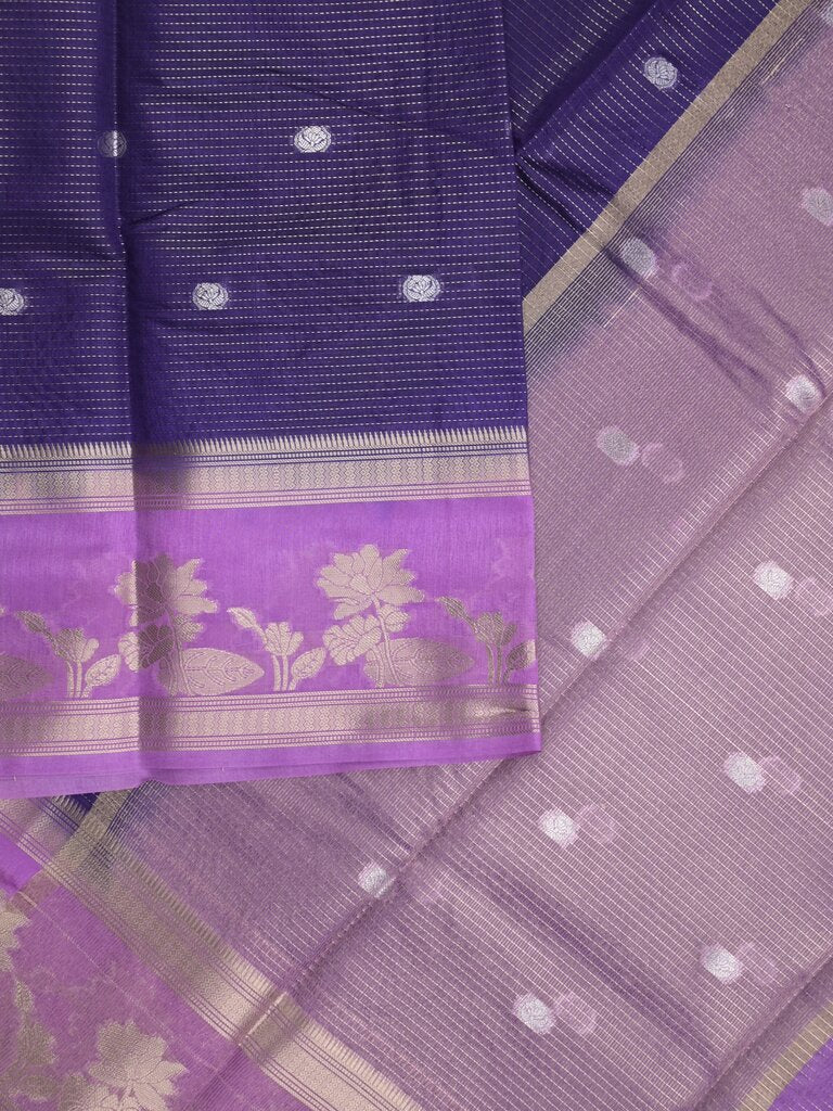 Dupion fancy saree allover zari motifs and zari border with contrast blouse