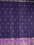 Dupion fancy saree allover zari motifs and zari border with contrast blouse