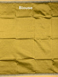 Mangalagiri fancy saree mustard yellow color allover plain & temple border with zari pallu and running blouse