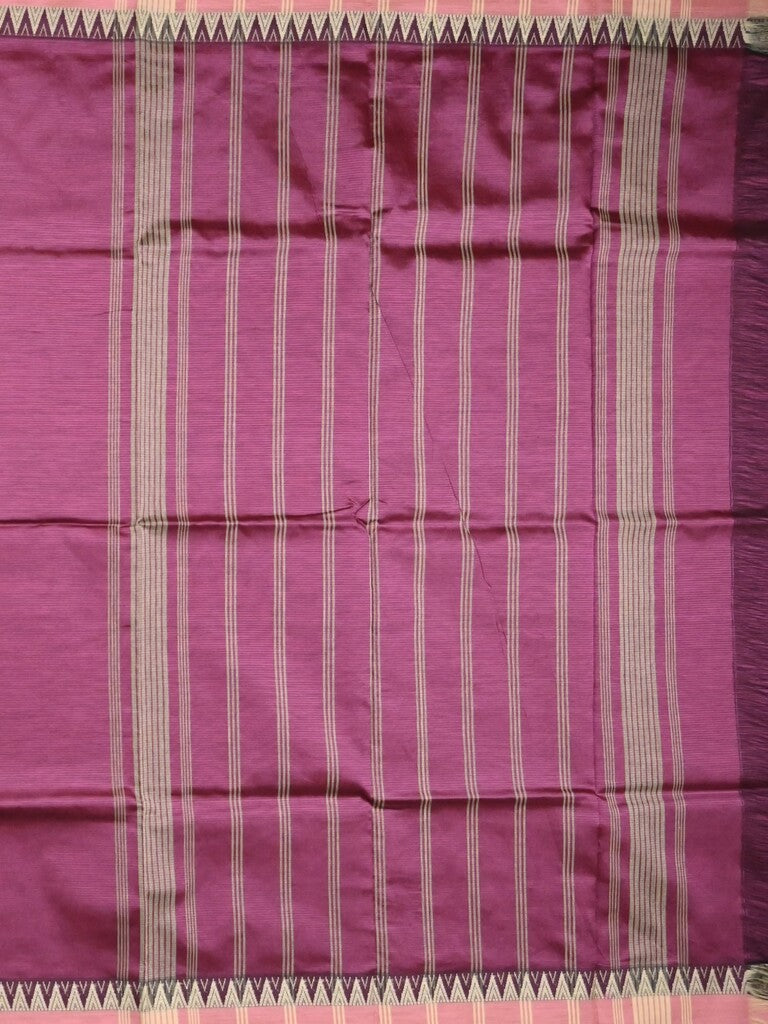 Mangalagiri fancy saree wine color allover plain & temple border with zari pallu and running blouse