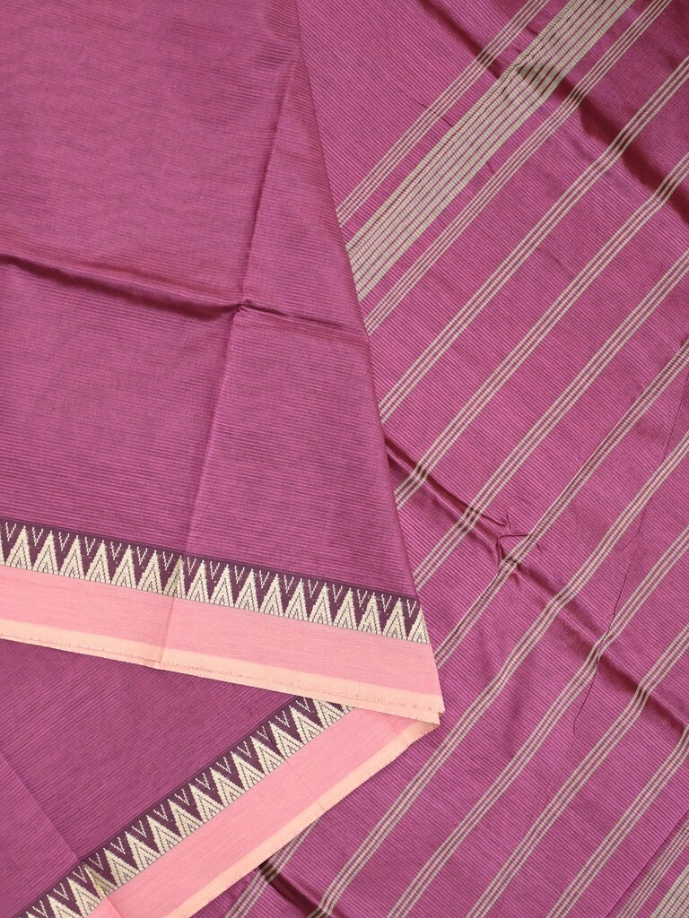 Mangalagiri fancy saree wine color allover plain & temple border with zari pallu and running blouse
