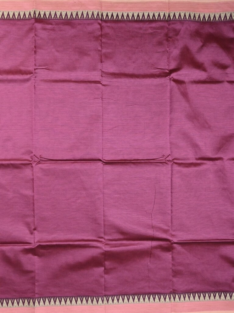 Mangalagiri fancy saree wine color allover plain & temple border with zari pallu and running blouse