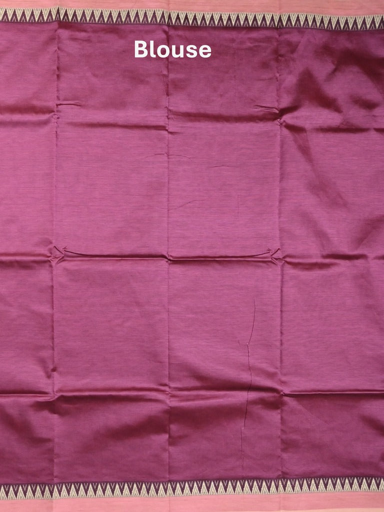 Mangalagiri fancy saree wine color allover plain & temple border with zari pallu and running blouse