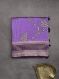 Tabby silk printed fancy saree with zari border and attached plain blouse
