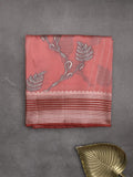 Tabby silk printed fancy saree with zari border and attached plain blouse