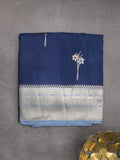 Satin silk fancy sarees allover zari motifs & zari border with plain contrast stripes blouse