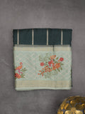 Tabby silk fancy saree allover zari stripes with contrast pallu and attached blouse