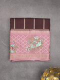 Tabby silk fancy saree allover zari stripes with contrast pallu and attached blouse