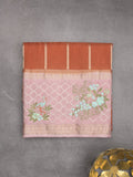 Tabby silk fancy saree allover zari stripes with contrast pallu and attached blouse
