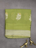 Pure kota fancy saree allover zari motifs & zari border with attached self blouse