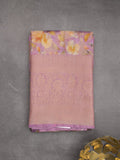 Dupion printed fancy saree with big zari border and matching blouse