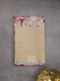 Dupion printed fancy saree with big zari border and matching blouse