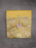 Dupion fancy saree allover stripes with embroidery cutwork border and tissue blouse