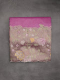 Dupion fancy saree allover stripes with embroidery cutwork border and tissue blouse