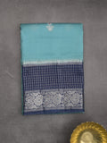 Green mango fancy saree allover zari motifs with contrast pallu and attached blouse