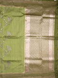 Tabby silk printed fancy saree with zari border and attached plain blouse