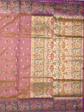 Dupion fancy saree pinkish purple color allover zari motifs & zari border with rich pallu and attached self blouse