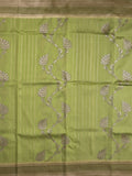 Tabby silk printed fancy saree with zari border and attached plain blouse