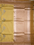 Tabby silk printed fancy saree with zari border and attached plain blouse