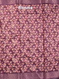 Chanderi fancy saree purple color allover prints & zari border with rich pallu and printed blouse
