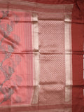 Tabby silk printed fancy saree with zari border and attached plain blouse