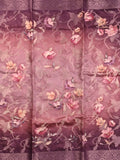 Chanderi fancy saree purple color allover prints & zari border with rich pallu and printed blouse