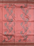 Tabby silk printed fancy saree with zari border and attached plain blouse