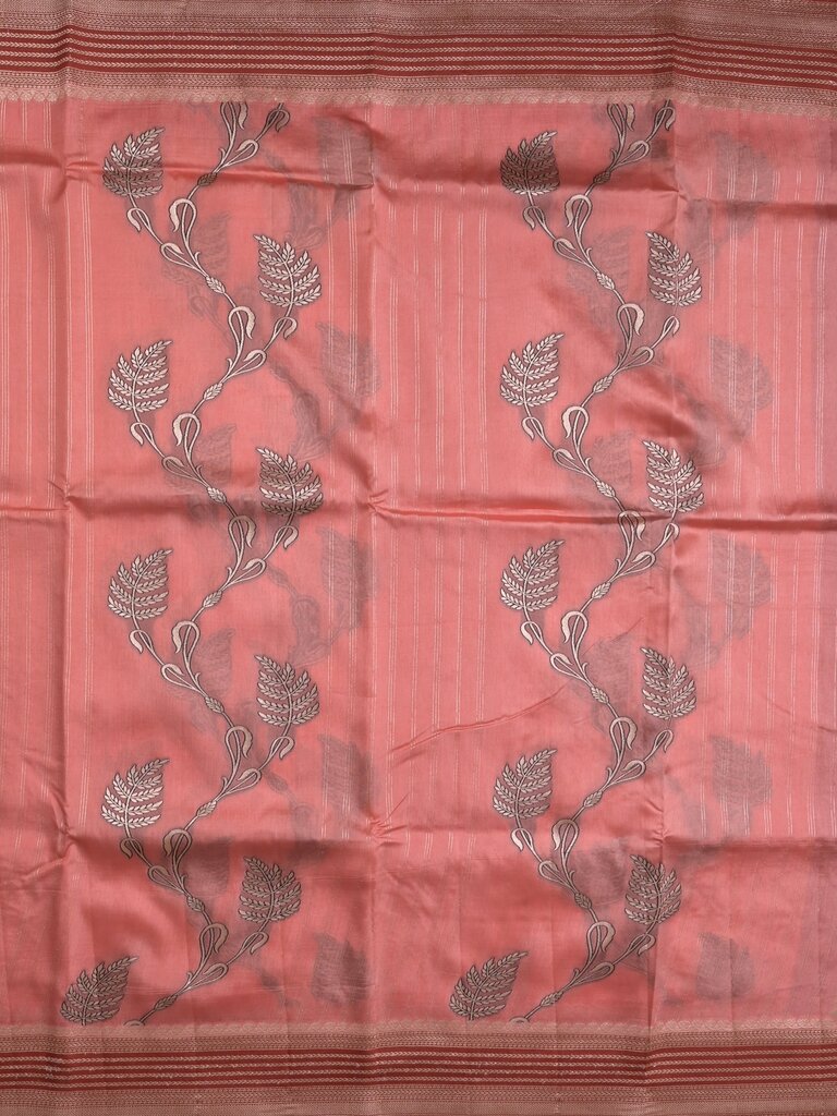 Tabby silk printed fancy saree with zari border and attached plain blouse