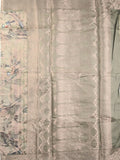 Chanderi fancy saree cream color allover prints & zari border with rich pallu and printed blouse