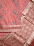 Tabby silk printed fancy saree with zari border and attached plain blouse