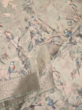 Chanderi fancy saree cream color allover prints & zari border with rich pallu and printed blouse