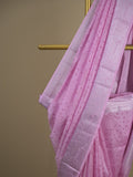 Mangalagiri fancy saree light purple color allover prints & zari border with rich pallu and plain blouse
