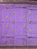 Tabby silk printed fancy saree with zari border and attached plain blouse