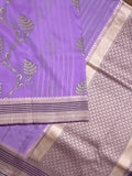 Tabby silk printed fancy saree with zari border and attached plain blouse