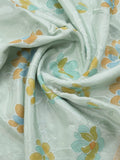 Dupion fancy floral printed saree with zari border and attached plain blouse