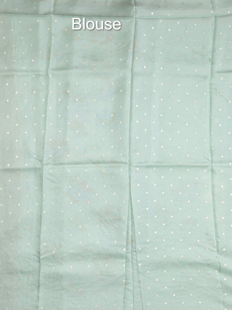 Dupion fancy floral printed saree with zari border and attached plain blouse