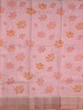 Dupion fancy floral printed saree with zari border and attached plain blouse